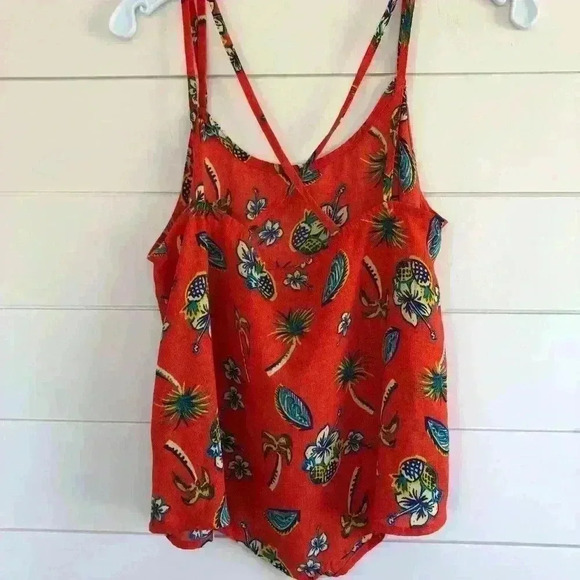 Freebird Cropped Top Tropical Print Size Small - Picture 3 of 5